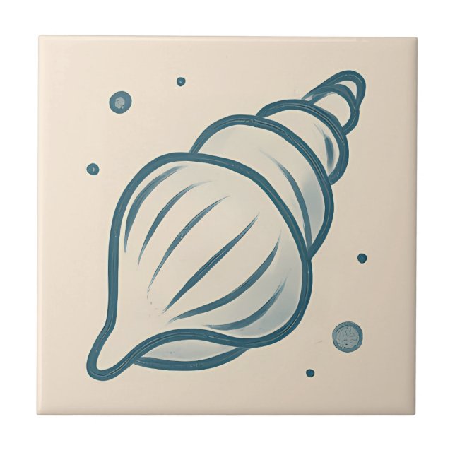 Cerâmica Azulejo Mínimo de Arte Costeira do Conch Shell (Frente)