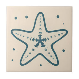 Cerâmica Azulejo mínimo de arte do oceano de Starfish