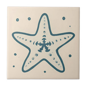 Cerâmica Azulejo mínimo de arte do oceano de Starfish