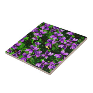Cerâmica Azulejo Mosaico Violeta Violeta de Madeira de Flor
