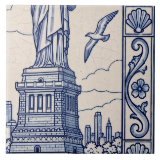 Cerâmica Azulejo Mural de Nova York Telha 4 de 6 Meio Direi