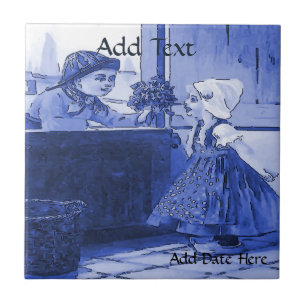 Cerâmica Azulejo Neerlandês De Flores De Crianças, Olhar Ho