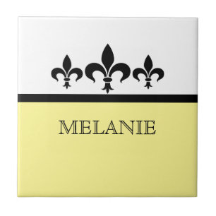 Cerâmica Azulejo ostentoso amarelo da flor de lis