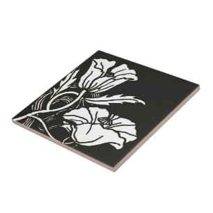 Cerâmica Azulejo ou Trivet das papoilas de Nouveau da arte