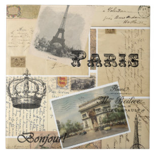 Cerâmica Azulejo ou Trivet francês de Cartão-postal