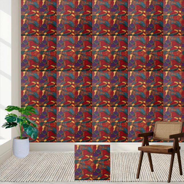 Cerâmica Azulejo Padrão de Estilo Ancara Vibrante (Vibrant Ankara Style Pattern Tile)