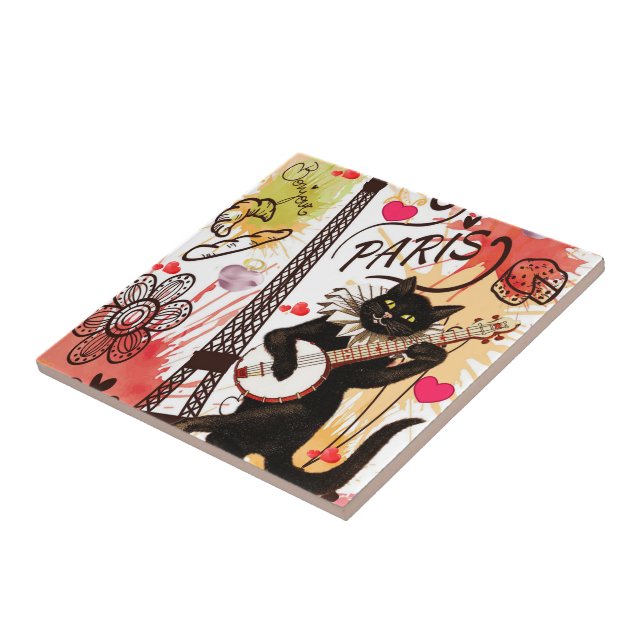 Cerâmica Azulejo Paris France Cat (Lateral)