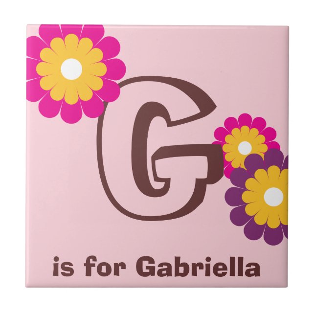 Cerâmica Azulejo personalizado de flores rosas, cor-de-rosa (Frente)
