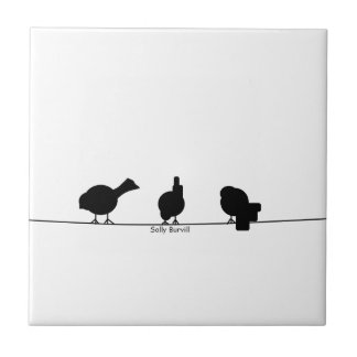 Cerâmica azulejo preto e branco cerâmico de 3 pássaros
