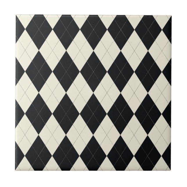 Cerâmica Azulejo preto e branco de Argyle (Frente)