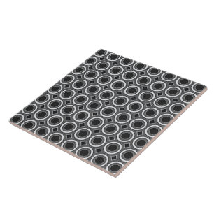 Cerâmica Azulejo Preto e Branco de Estilo Art Déco com Círc