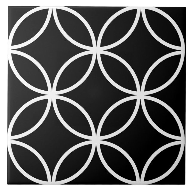 Cerâmica Azulejo preto, padrão de folhas do círculo de repe (Frente)