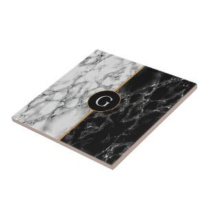 Cerâmica Azulejo Preto Preto Mágico de Mármore com Letra Pe