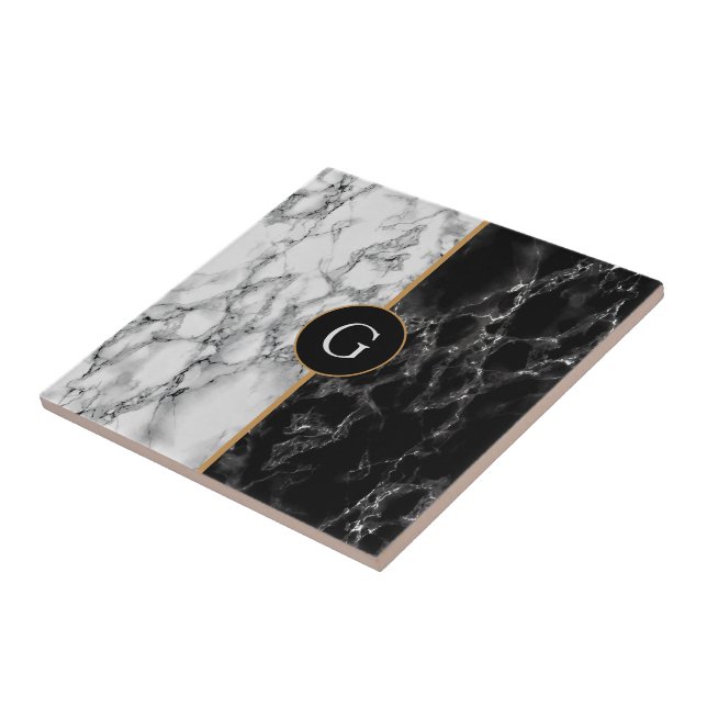 Cerâmica Azulejo Preto Preto Mágico de Mármore com Letra Pe (Lateral)
