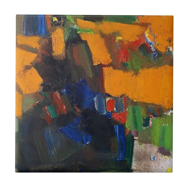 Cerâmica azulejo quadrado de 4,25 polegadas com design abst (Frente)