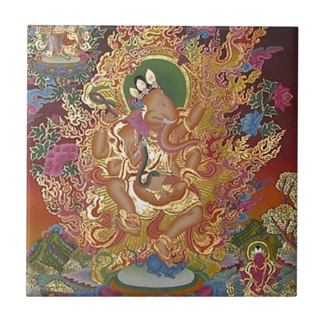 Cerâmica Azulejo Quatro-Armado de Ganesh (Frente)