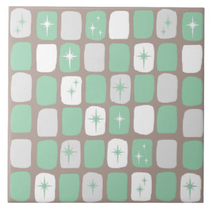 Cerâmica Azulejo retro de Starbursts do jade