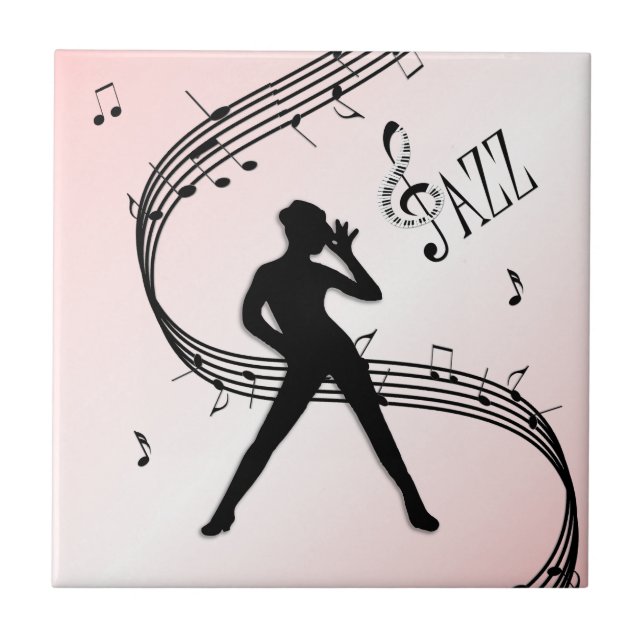 Cerâmica Azulejo Rosa de Dança de Jazz (Frente)