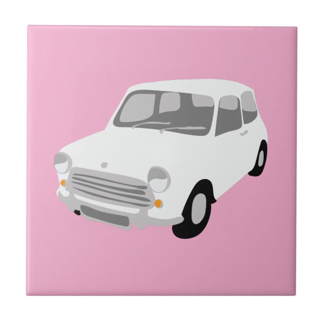 Cerâmica Azulejo Rosa e Branco de Carro Retrô (Frente)