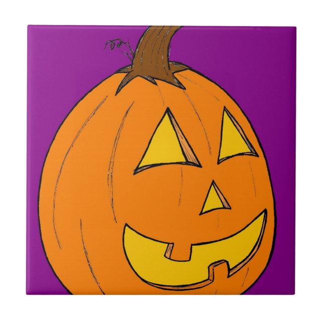 Cerâmica Azulejo Roxo de Jack o' Lantern (Frente)