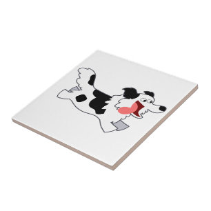 Cerâmica Azulejo Running bonito de border collie dos desenh