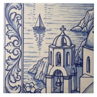 Cerâmica Azulejo Santorini Mural Telha 3 de 6 Meio Esquerdo