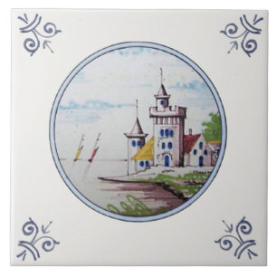 Cerâmica Azulejo Scenic Polychrome Repro Delft (1 de 6)