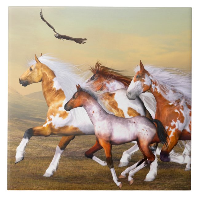 Cerâmica Azulejo Selvagem de Cavalos (Frente)