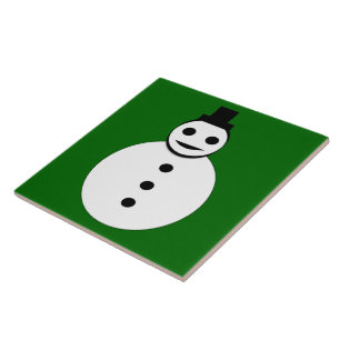 Cerâmica Azulejo Snowman de Natal Smiling