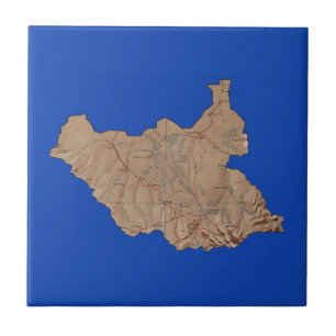 Cerâmica Azulejo sul do mapa de Sudão