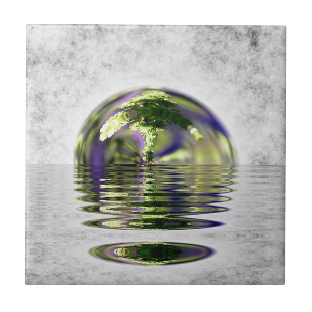 Cerâmica Azulejo Surreal flutuante de Bonsai (Frente)