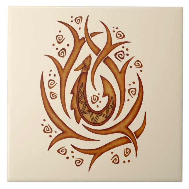 Cerâmica Azulejo tribal havaiano tropical do gancho de (Frente)