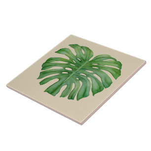Cerâmica Azulejo tropical da aguarela da selva de Monstera