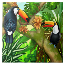 Cerâmica Azulejo tropical da selva de Toucan