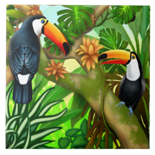 Cerâmica Azulejo tropical da selva de Toucan