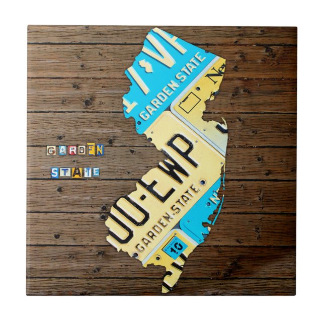 Cerâmica Azulejo V2 do mapa da matrícula de New-jersey (Frente)