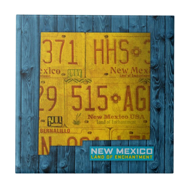 Cerâmica Azulejo V2 do mapa da matrícula de New mexico (Frente)