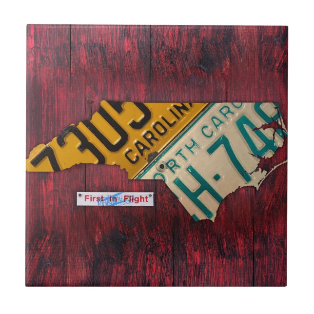 Cerâmica Azulejo V2 do mapa da matrícula de North Carolina (Frente)