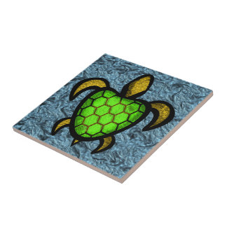 Cerâmica Azulejo verde da tartaruga de Shell