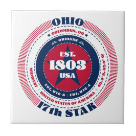 Cerâmica Azulejo vermelho, branco e azul cerâmico de Ohio