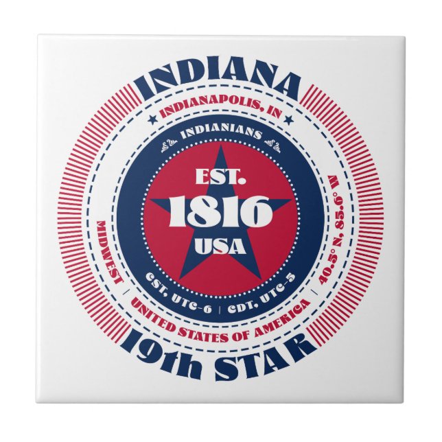 Cerâmica Azulejo vermelho, branco e azul de Indiana Cerâmic (Frente)