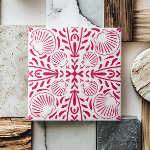 Cerâmica Azulejo Vermelho Costeiro de Cozinha com Coral