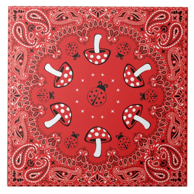 Cerâmica azulejo vermelho de bandana (Frente)