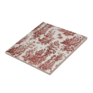 Cerâmica Azulejo vermelho de Toile do país francês do