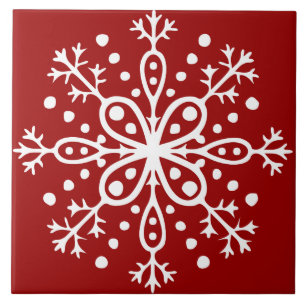 Cerâmica Azulejo vermelho do floco de neve