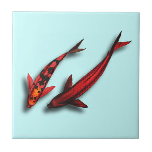 Cerâmica Azulejo vermelho dos peixes de Koi