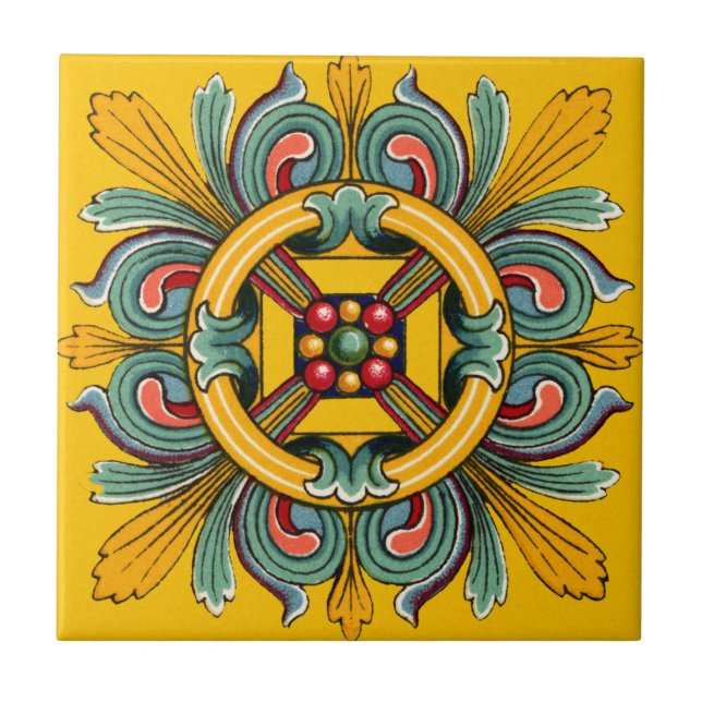 Cerâmica Azulejo vitoriano de mostarda (Frente)