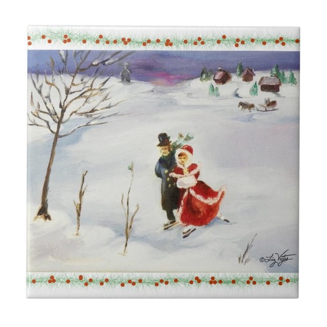 Cerâmica Azulejo Wonderland de inverno (Frente)