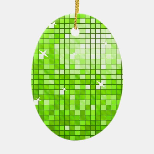 Cerâmica Azulejos Disco oval de ornamento verde (Frente)