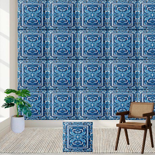 Cerâmica Backsplash do padrão de Azulejo branco e azul greg (Greek Blue and White Tile Pattern Backsplash)